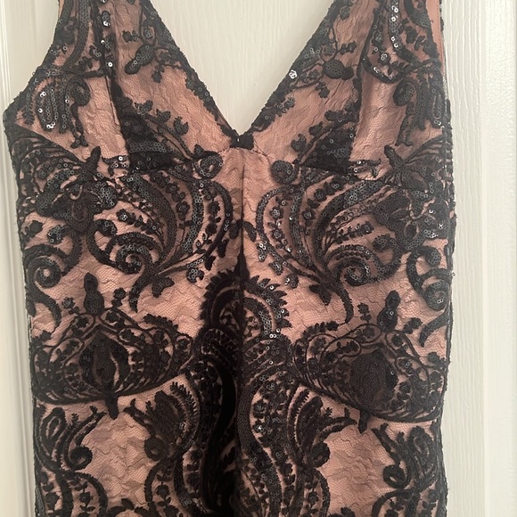 Free People Night Shimmer Black Lace Mini Cocktail Dress Size 4 - Picture 6 of 11